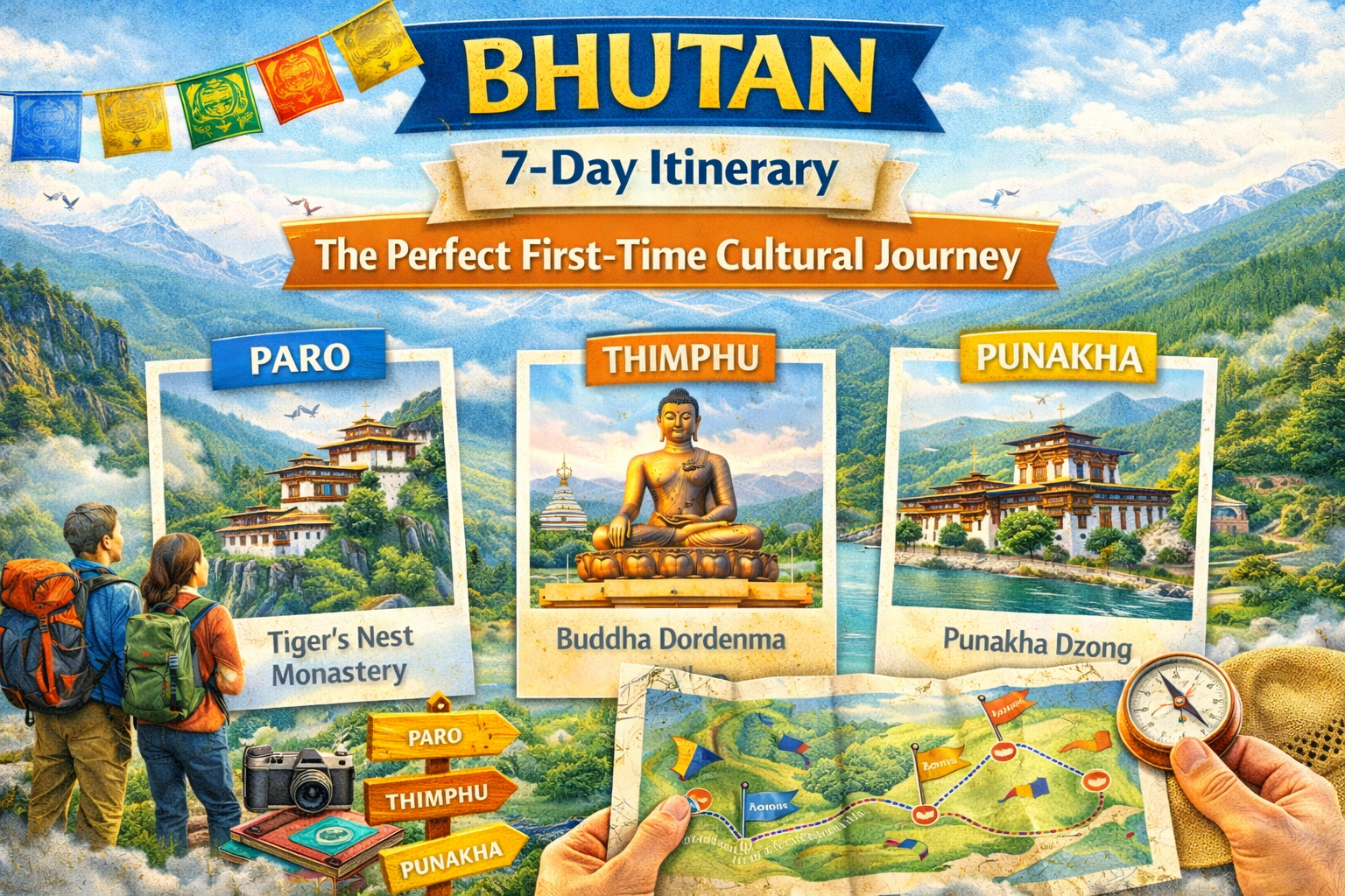 Bhutan cultural highlights including Paro, Thimphu, and Punakha