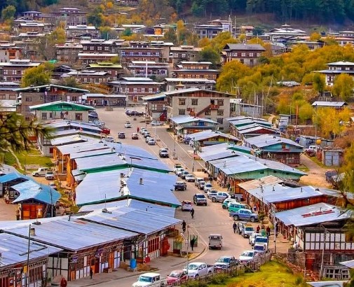 Paro Valley and Himalayan landscape in Bhutan